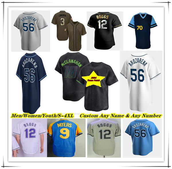 Baseball Jersey Wander Franco Randy Arozarena Yandy Diaz Isaac Paredes Harold Ramirez Amed Rosario Jose Caballero Ryan Pepiot Wade Bogg Devil Rays City Connect 4xl