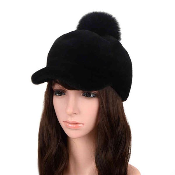 2020 Wowen esquilando piel de oveja tejido piel mujeres Otoño e Invierno moda rusa mujer Casual sombrero gorra