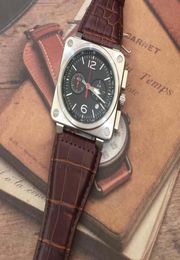 2020 Montre-bracelets Red Second Special Aviation Heritage Chronograph Quartz Mens Watches BR0394 Diver Brown Leather Strap Noir 6713924