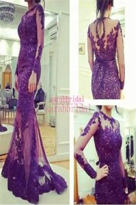 2020 Ziad Nakad Purple Evening Jurken voor Arabisch Dubai Celebrity Plus Maat Maat lange mouwen prom -jurken goedkoop sexy vestidos de fiesta5606335