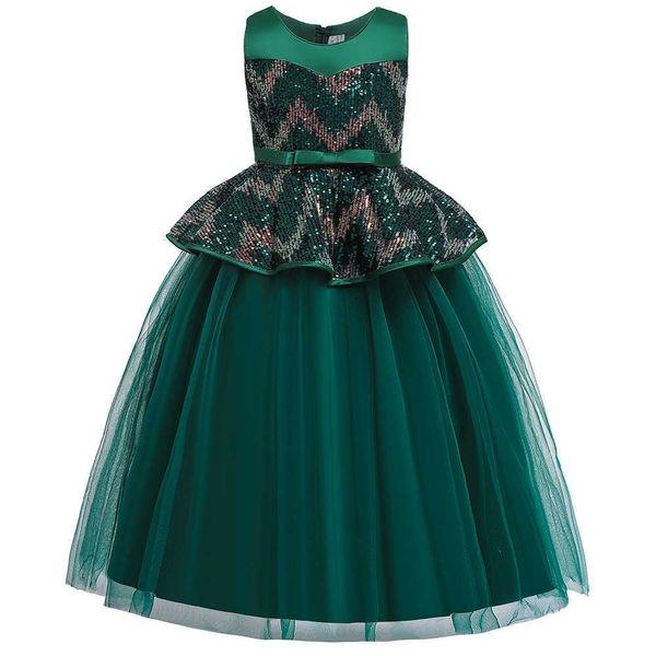 20201 Robe de demoiselle d'honneur longue grise formelle robes d'enfants pour filles enfants fête élégante et robe de mariée fille soirée 10 12 ans G1026