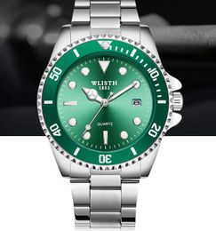 20201 WLISTH Men Men's green Faire pivoter manuellement automatiquement le calendrier des bandes d'acier phosphorescentes