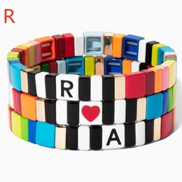 2020hot verkoop legering verf brief liefde kralen armband regenboog tegel armband Boheemse stapelbare stretch armbanden voor vrouwen cadeau