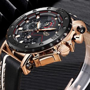 2020lige Nouvelle Mode Hommes Montres Top Marque De Luxe Grand Cadran Militaire Montre À Quartz En Cuir Étanche Sport Chronographe Montre Hommes Q0524