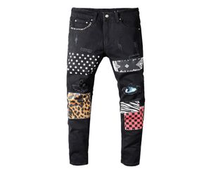 2020New Mens Stylist Jeans Jeans de trou de fermeture à glissière en détresse de haute qualité Jeans Men Skinny Biker Pantalon bleu XS4XL3142010