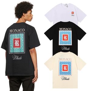 2023 Été Rhude T-shirts pour hommes de haute qualité Streetwear Monaco Imprimé Designer Casual Mode Manches courtes Hommes Femmes Col rond T-shirts Taille européenne S-XL