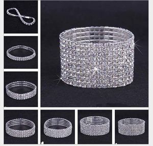 2021 1 ~ 10 rangées Tennis brillant cristal bracelet de mariée femmes strass blanc cystl bracelet de mariage extensible pour dames mode bijoux de luxe