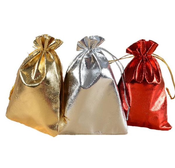 2021 1000pcs Nouvelle vente Gold Silver Tissu Cordon de cordon de bijoux Organisateur Organisateur Pochette Satin Noël Mariage cadeau sac de bijoux