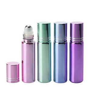 2021 10 ml 1 / 3oz glas parfum lege roller fles met gouden deksel geëleierdrol op flessen voor essentiële oliën deodorant containers