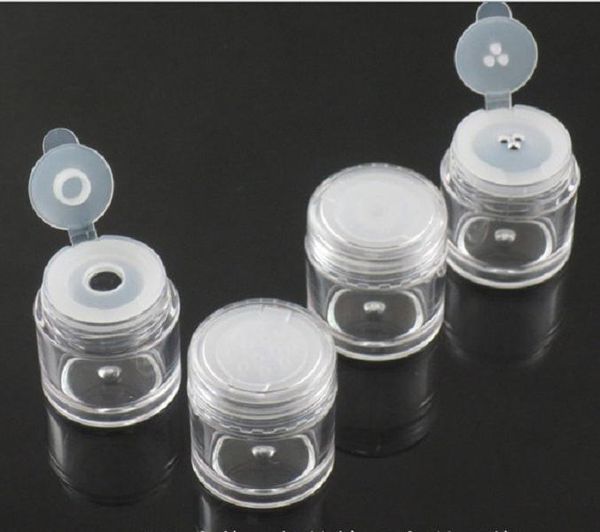 Pot de poudre libre de 10ml, récipient en plastique transparent à paillettes, boîte d'ombre à paupières pour poudre cosmétique, bouteilles avec tamis et couvercles, 2021