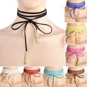 2021 11 couleurs Velours minimaliste Layered Chokers long Bow tie neck tops collier réglable Pour femmes Ladies Fashion Jewelry accessoires