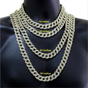 2021 12Mm Miami Cubaanse Ketting Armbanden Set Voor Heren Bling Hip Hop Iced Out Diamond Goud Zilver rapper Kettingen Vrouwen Lu302P