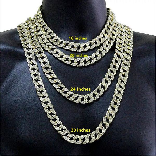 2021 12MM Miami Cuban Link Cadena Collar Pulseras Conjunto Para Hombre Bling Hip Hop helado diamante Oro Plata cadenas de rapero Mujeres Joyería de Lujo