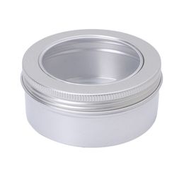 2021 150 g aluminium pot met transparante venster cap aluminium container pot bruiloft cadeau verpakking box tin metalen blikjes, 24pcs / lotgood qualty