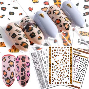 2021 1 stks Nail Stickers Decals Leopard Print Dier Patroon Design 3D Adhesive Manicure Tools Sliders Nail Art Decoratie