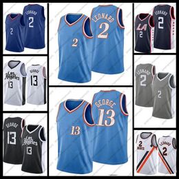 2021 2022 75a ciudad Kawhi Los Paul Angeles 13 George edición 2 Leonard Top Lukeclipper Jerseys de baloncesto Azul Negro Blanco Jersey Tamaño S-XXL