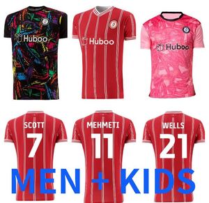 23 24 Bristol City Soccer Jerseys 2023 2024 Home Red Away the Robins Martin Wells Weimann Men Kids Kits Full Full Camisetas de Futbol Football Shirts Uniforms