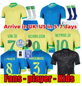 Brésil Soccer Jersey 2024 Copa America Cup Neymar Vini Jr Kid Kit Kit 2025 BRASIL National Team Football Shirt 24/25 Home Away Player Version Rodrygo Martinelli