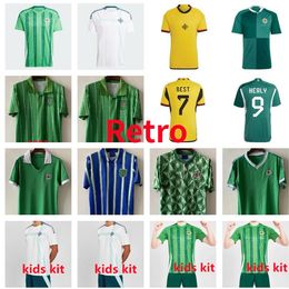 2024 2025 Noord -Ierland voetballen Jerseys Men Kids Kit Uniform Divas Charles Evans 23 24 25 Voetbalshirt Charles Ballard Beste Brown 1979 1990 1990 1992 1994 Retro