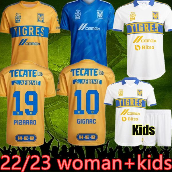 2023 Tigres UANL camisetas de fútbol mujer niños hogar lejos 3er GIGNAC 22 23 México liga MX Vargas AQUINO PIZARRO NICOLAS camisetas F. THAUVIN camisetas de fútbol maillots futol