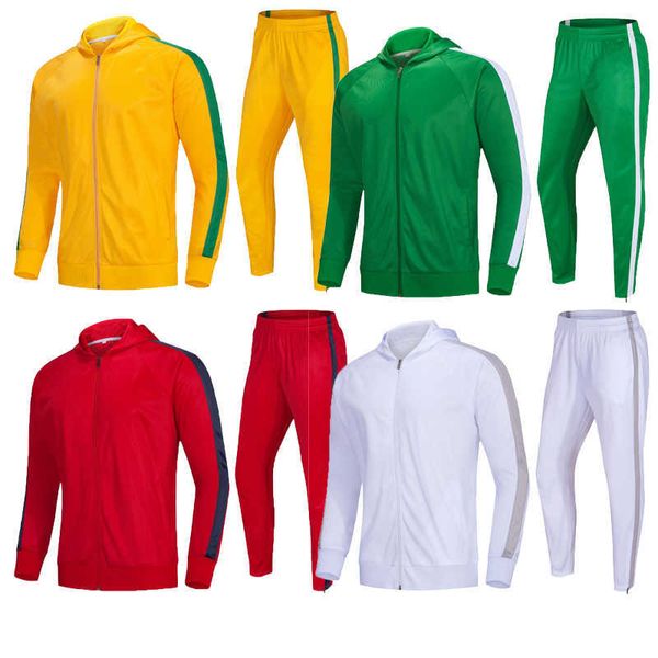 2021 2022 Chaqueta con capucha y cremallera completa Chaqueta de sudor de fútbol Chándal de fútbol Hombres 2021 Traje de entrenamiento Pantalones de invierno Kit completo X0909