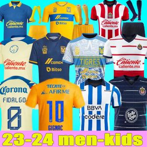 2023 2024 Club America Tigres Soccer Jerseys UANL GIGNAC Champion Édition spéciale R.MARTINEZ D.VALDES G.OCHOA FIDALGO Henry PRE MATCH 23 24 Football Hommes KitS Chemise