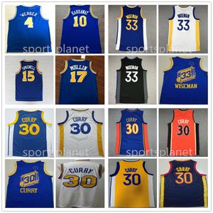 2021 2022 Hommes 75e Ville 30 Stephen Basketball Curry Klay 11 Thompson Chris 4 Webber Tim 15 Latrell Sprewell 10 Hardaway Chris 17 Mullin 33 Wiseman Chemise brodée