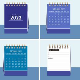 2021 2022 Mini calendrier de bureau à bobine simple ornements de bureau créatifs calendriers de notes de travail portables planificateur quotidien planificateur scolaire bureau personnalisable JY0695