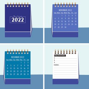 2021 2022 Mini Simple Bobine Calendrier Créatif Creative Desktop Ornements Portable Travail de travail Calendriers Daily Planificateur Planificateur School Office de l'école Personnalisable JY0695