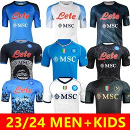 2023 2024 Napoli Soccer Jerseys Maradona Maglietta da Calciatore INSIGNE 22 23 24 SSC Naples MAGLIA OSIMHEN DI LORENZO à domicile 3ème maillot de football