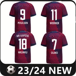 2023 2024 RBL SOCUCER JERSEYS SZOBOSZLAI POULSEN 22 23 LEIPZIGES ANGELINO NKUNKU ADAMS OLMO KLUIVERT SILVA HAIDARA LAIMER MINS KINS KIT Fans voetbalkhirt