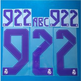 2021-2022 Real Madrid Home Away Custom voetbal Nieuwe naamset Aanpassen nummer 0-9 Naam A-Z Print Speler lettertype Patch262M