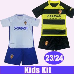 2023 24 Saragosse Bermejo Kids Kit Soccer Jerseys PUCHE FRANCES FRANCHO NIETO Accueil Blanc Away Enfant Costume Football Chemises Uniformes