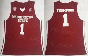 Collège Washington State Cougars Jersey 1 Klay Thompson Basketball Shirt Équipe Couleur Rouge Broderie Respirant Université Pour Les Amateurs De Sport Pur Coton NCAA