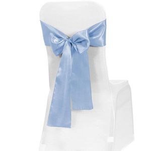 2021 20cm W * 275cm L ceinture de chaise en taffetas bleu marine avec gratuit pour mariage, fête, utilisation de décoration d'hôtel