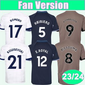 2023 24 SANCHEZ SON Heren Voetbalshirts Thuis Wit Weg ROMERO HOJBJERG KULUSEVSKI Voetbalshirt Korte Mouwen Volwassen Uniformen