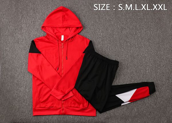 Saison 2021/22 Milan Red Hooded Jacket Pants Soccer Fan Tops Training Suit