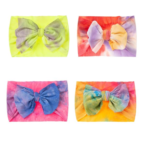 2021 24pc / lot Nouveau-né Tie Dye Prints Velvet Messy Bows Bandeau, Enfants Tie Dyed Bandeaux Bébé Tête Wraps Bébé Filles Cheveux Accessoires