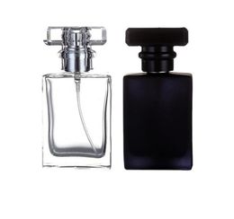 2021 30 ml Verre Parfum Vaporisateur Bouteilles Portable Atomiseur Vide Rechargeable Clair Noir Voyage Cosmétique Conteneur Parfum Bouteilles Vides