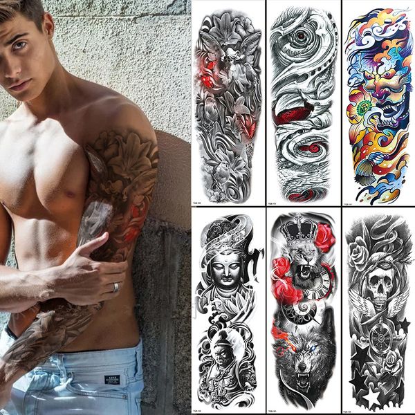 2021 330 Styles manches complètes Tatouages temporaires Autocollant étanche Festival Personnalité autocollants de fête Body Art Bras tatouage 17 * 48cm