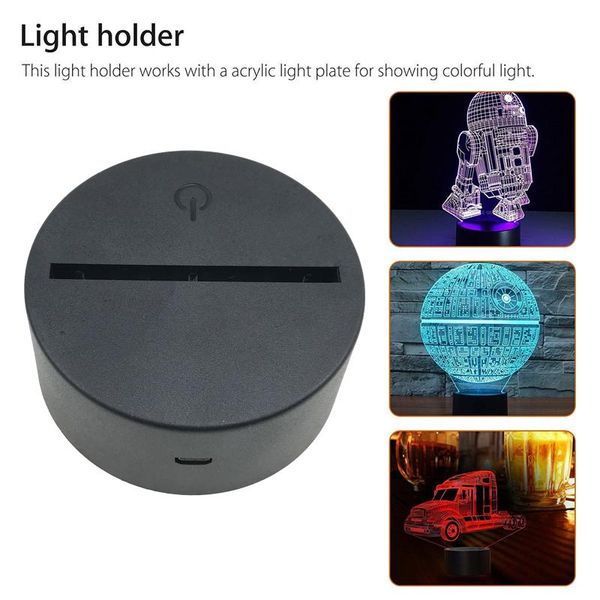 2021 Base de lampe lumineuse LED 3d Night, LED 3D Illusion Lights, 7 couleurs changeant pour la chambre Child Room Living Shop Cafe Office Fast Ship