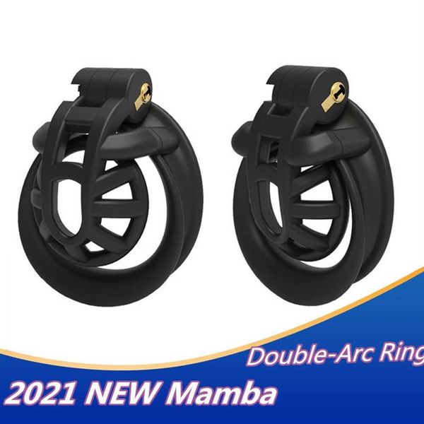 2021 Petite cage imprimée en 3D Dispositif de chasteté masculine Manchette à double arc Anneau de pénis Ceinture de verrouillage Jouets sexy pour adultes pour hommes gays 18 Shop269v