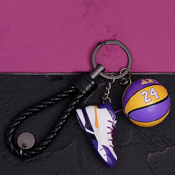 2021 Chaussures de sport 3D Porte-clés Mignon basket-ball Porte-clés Clés de voiture Sac pendentif No 24 pendentif de basket-ball fans souvenir cadeau213S