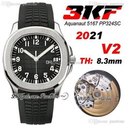 2021 3KF V2 5167A A324SC automatisch herenhorloge stalen kast D-grijze textuur wijzerplaat editie zwarte rubberen band Puretime PTPP Zwitserse M273p