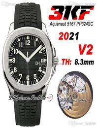 2021 3KF V2 5167A A324SC automatisch herenhorloge stalen kast DGray textuur wijzerplaat editie zwarte rubberen band Puretime PTPP Zwitserse M2279626