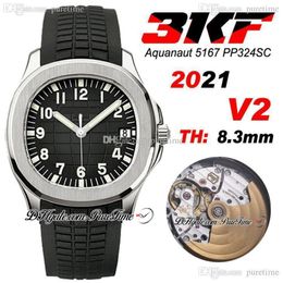2021 3KF V2 5167A A324SC Automatische heren Watch Steel Case D-Gray Texture Dial Best Edition Black Rubber Strap Puretime PTPP Swiss Moveme 354B