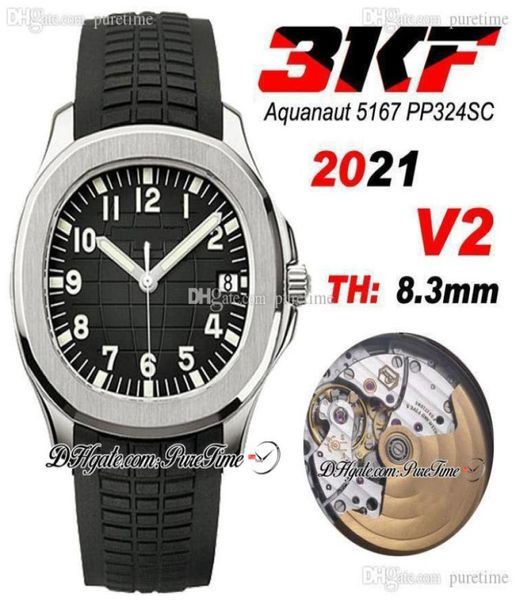 2021 3KF V2 5167A A324SC AUTOMATIC MENS Watch Steel Case Dgray Texture Dial Edition Black Rubber Strap Puretime PTPP Swiss M5428748