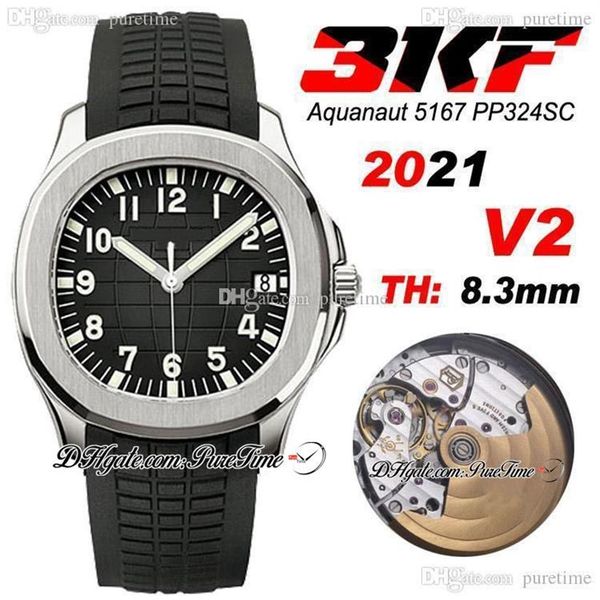 2021 3KF V2 5167A A324SC AUTOMATIC MENS Watch Steel Case D-GRAY TEXTURE DIAL Edition Black Rubber Strap Putetime PTPP Swiss M264X