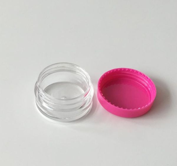 Pots vides en plastique transparent de 3ML, couvercle rose vif, taille de 3 grammes pour crème cosmétique, ombre à paupières, poudre d'ongles, bijoux, 2021