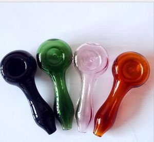 2021 Tubos de vidrio de 4 pulgadas Fumar Hookah Tabaco Cuchara de vidrio Tubo de color Mini tubo de vidrio Tubos de mano pequeños para quemador de aceite Dab por mar